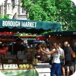 People shopping at a bustling city market