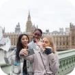 Three friends posing for a selfie in front of Big Ben
