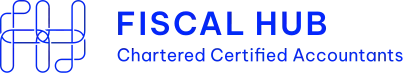 Fiscal Hub logo with abstract FH design and text 'Chartered Certified Accountants' in blue