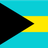 Flag of the Bahamas, composed of three horizontal bands of aquamarine, yellow, and aquamarine, with a black equilateral triangle on the hoist side.