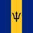 Flag of Barbados, featuring three vertical stripes in ultramarine (left and right) and gold (center), with a black trident head centered on the gold stripe.