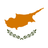 Flag of Cyprus, featuring a white field with a copper-orange silhouette of the island centered above two crossed green olive branches.