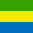 Flag of Gabon, composed of three horizontal stripes: green on top, yellow in the middle, and blue at the bottom.