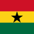 Flag of Ghana on the right with horizontal red, yellow, and green stripes and a black star in the center of the yellow stripe.