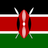 Flag of Kenya with black, red, and green horizontal stripes, white borders, and traditional Maasai shield with spears
