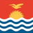 Flag of Kiribati with red upper half, a rising sun, golden bird, and blue and white ocean waves