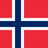 Flag of Norway with a red field and blue Nordic cross outlined in white