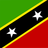 Flag of Saint Kitts and Nevis with diagonal black stripe and white stars bordered by yellow, green, and red fields