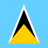 Flag of Saint Lucia with a blue background, black and white triangle, and yellow isosceles triangle