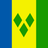 Flag of Saint Vincent and the Grenadines, with three vertical stripes in blue, yellow, and green, and three green diamond shapes arranged in a V pattern in the center of the yellow stripe.