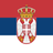 Flag of Serbia with red, blue, and white horizontal stripes and a crowned coat of arms