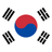 Flag of South Korea with a white background, red and blue yin-yang symbol, and four black trigrams