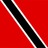 Flag of Trinidad and Tobago with a diagonal black stripe bordered by white on a red field