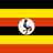 Flag of Uganda with black, yellow, and red stripes and a grey crowned crane emblem in the center