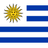 Flag of Uruguay, composed of nine alternating horizontal white and blue stripes, with a white square in the top left corner featuring a yellow sun with a face and sixteen rays.