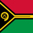 Flag of Vanuatu, with two horizontal bands of red on top and green on the bottom, separated by a black Y-shape outlined in yellow, and a black triangle on the hoist side containing a yellow emblem.