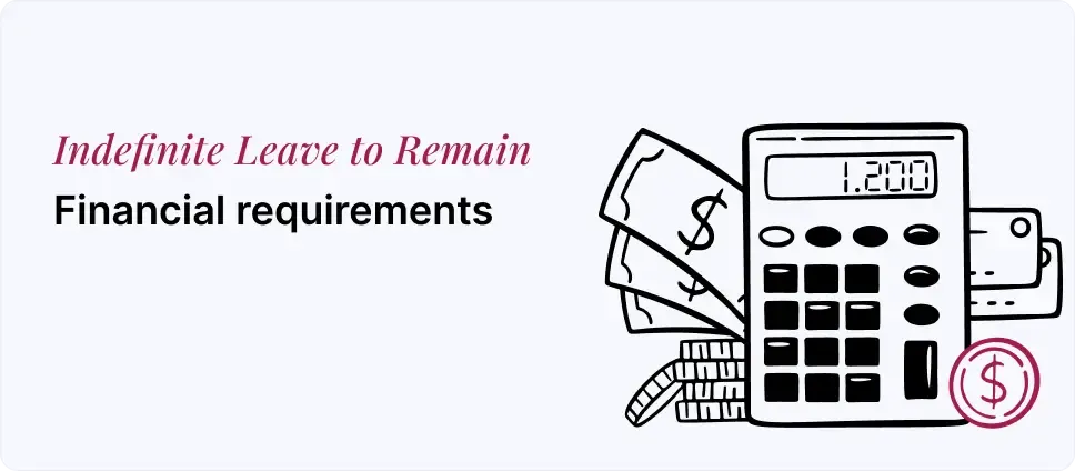 Financial criteria for Indefinite Leave to Remain depicted with money and a calculator