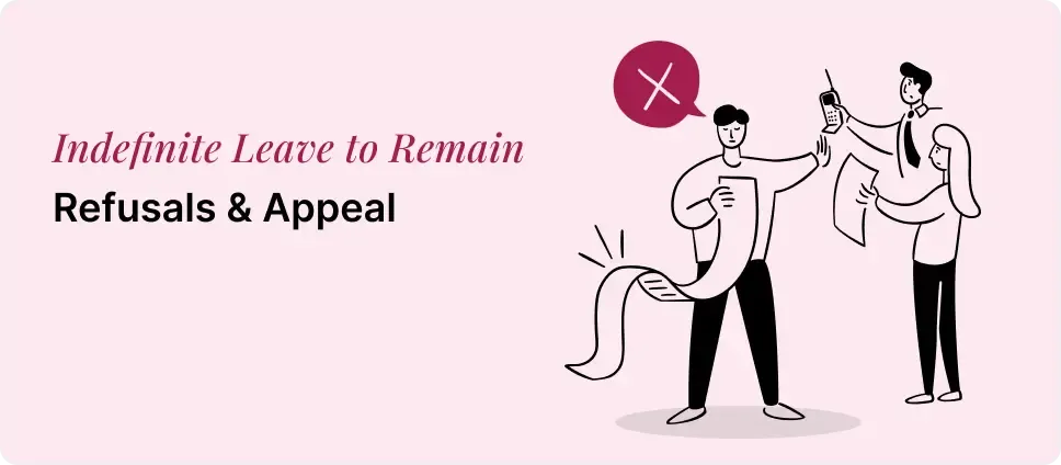 Indefinite Leave to Remain visa process illustrated with a red cross and two people