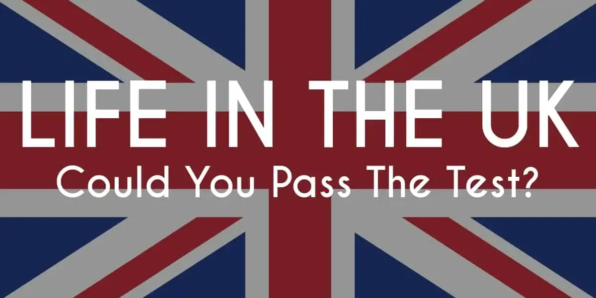Life in the UK test promotional banner with Union Jack flag background