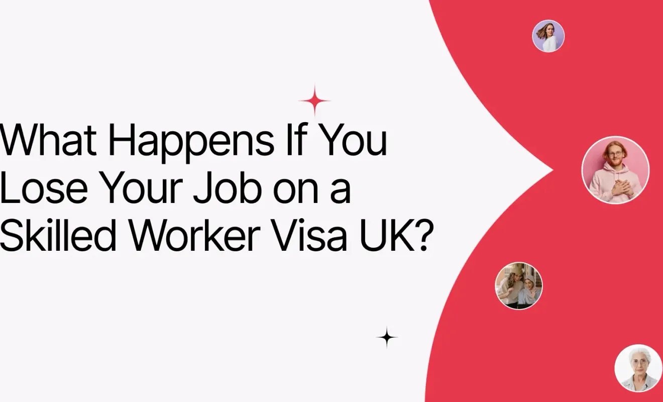 Graphic asking what happens if you lose your job on a Skilled Worker Visa in the UK