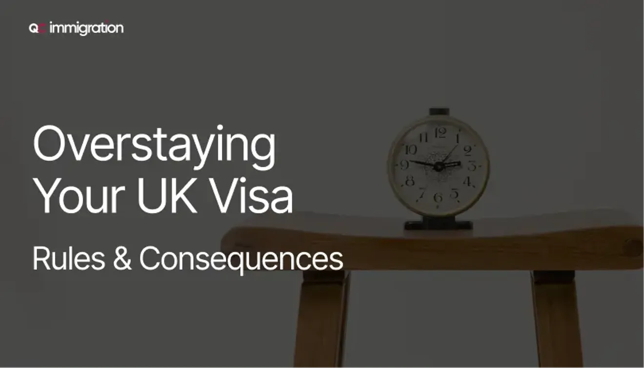 Image of a clock on a bench with overlay text “Overstaying Your UK Visa – Rules & Consequences”
