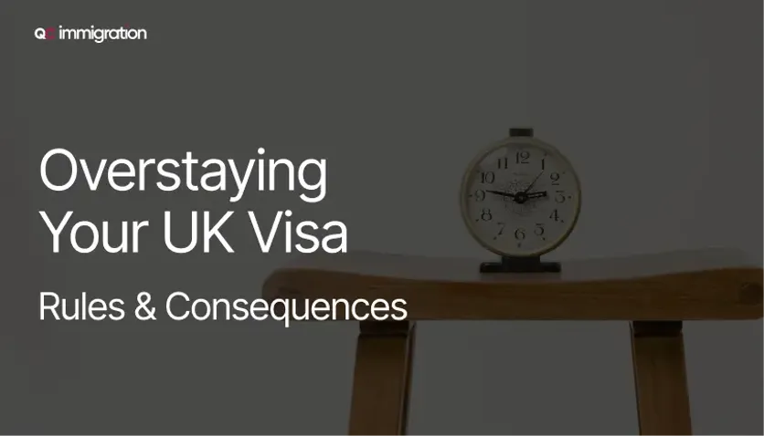 Image of a clock on a bench with overlay text “Overstaying Your UK Visa – Rules & Consequences”