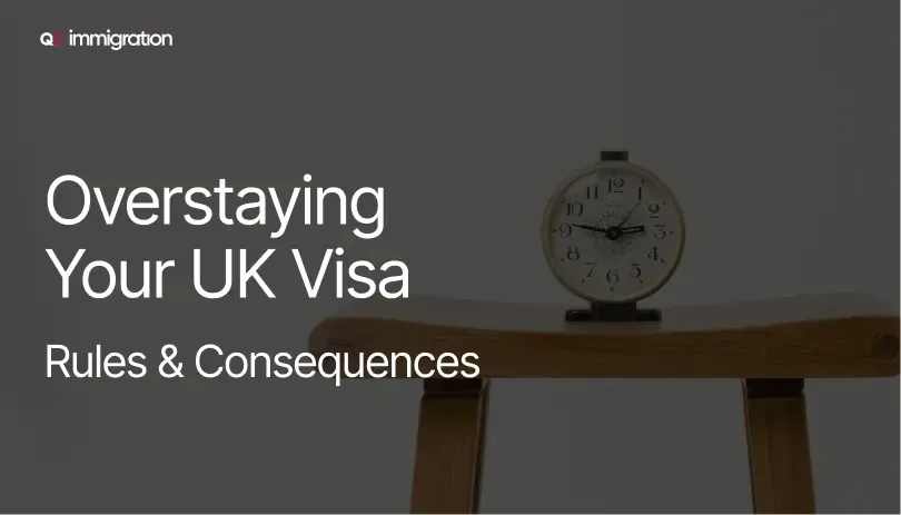 Image of a clock on a bench with overlay text “Overstaying Your UK Visa – Rules & Consequences”