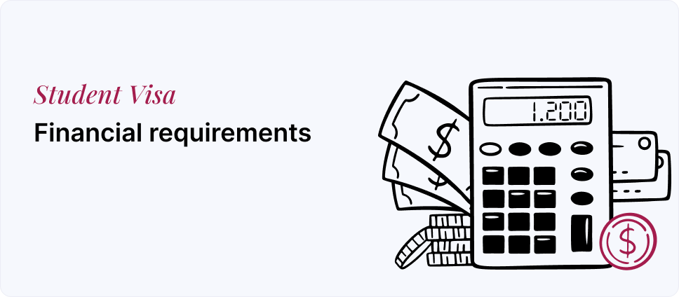 Financial criteria for UK Student Visa depicted with money and a calculator