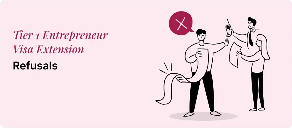 Zdjęcie dwóch osób przeglądających dokument oznaczony krzyżykiem, odmowa przedłużenia wizy przedsiębiorcy Tier 1 w Wielkiej Brytanii