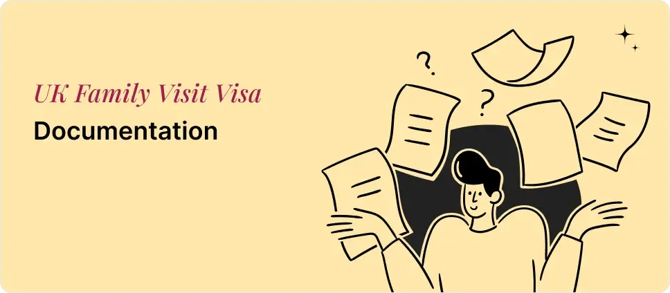 UK family Visit Visa documentation process illustrated with a person and documents