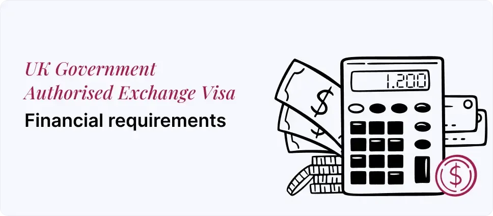 UK Government Authorised Exchange Visa depicted with money and a calculator