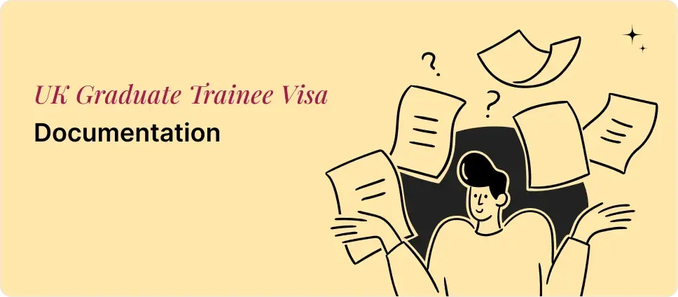 UK Graduate Trainee Visa documentation process illustrated with a person and documents
