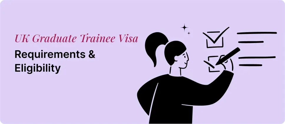UK Graduate Trainee Visa requirements and eligibility shown with a person checking a list