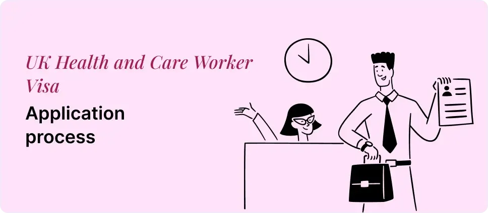 Picture of a two people navigating the UK Health Care Worker Visa application process with paperwork