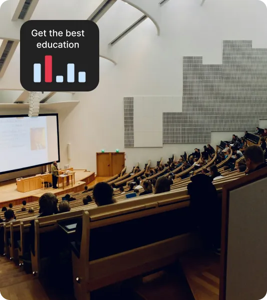Academic lecture hall with speaker and attendees, symbolizing the UK Permitted Paid Engagement Visa for short-term expert contributions
