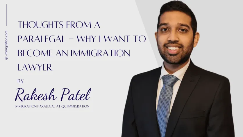Quote image featuring Rakesh Patel discussing his motivation for becoming an immigration lawyer, over a professional headshot